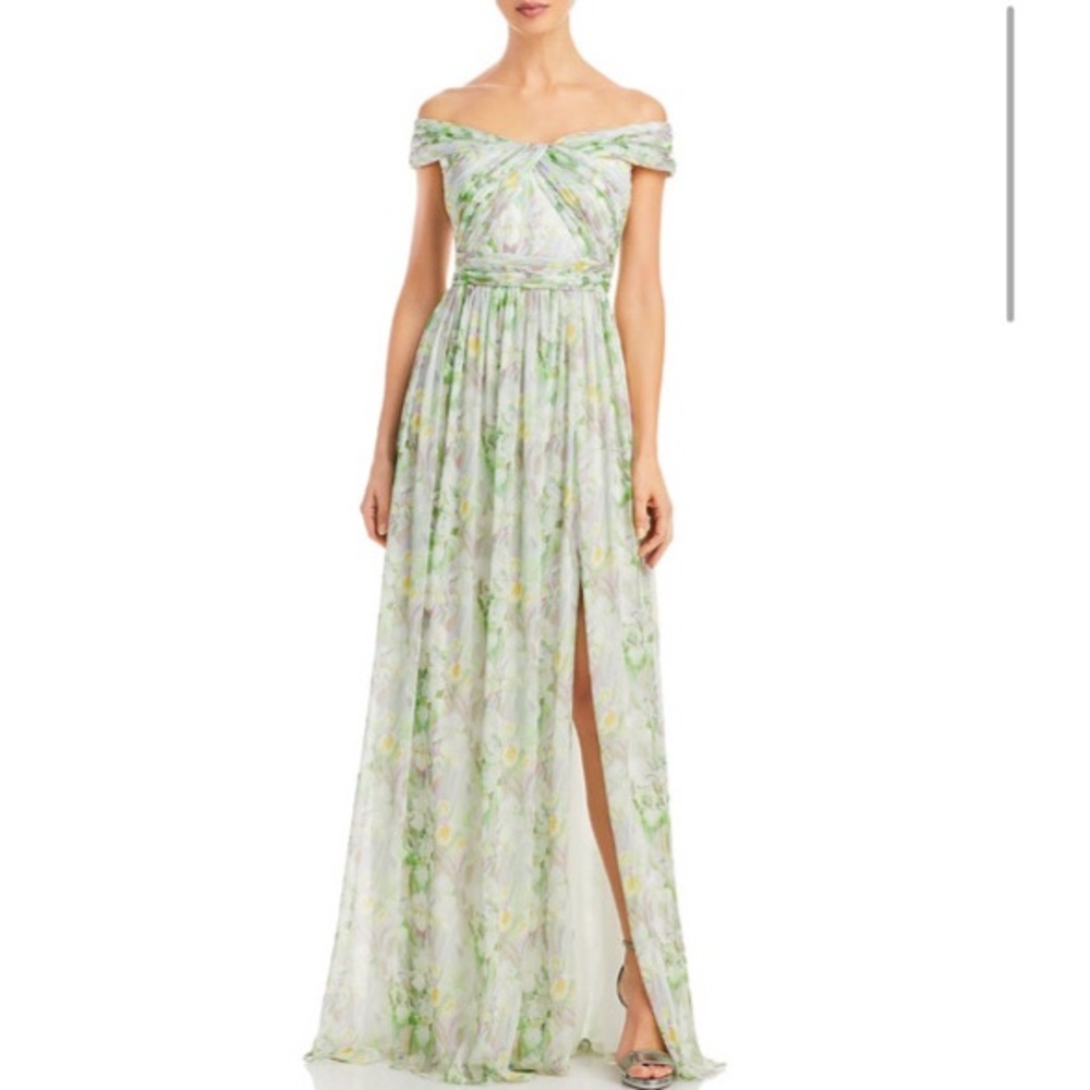 Adrianna Papell Off the Shoulder Chiffon Gown